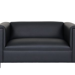 54" Black Faux Leather Loveseat