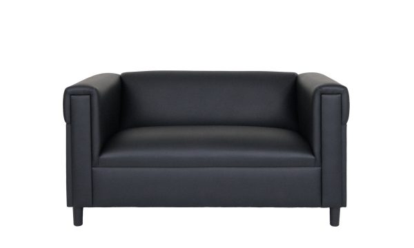 54" Black Faux Leather Loveseat - Image 4