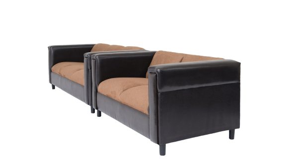 Two Piece Brown Faux Leather and Chenille Seating Set - Image 3