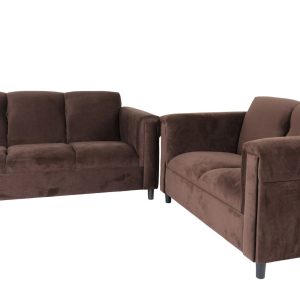 Two Piece Dark Brown Five Person Seating Set