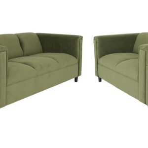 Two Piece Green Five Person Seating Set