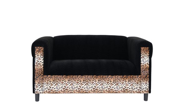 Two Piece  Leopard and Black Five Person Seating Set - Image 3