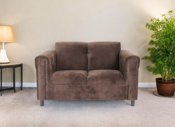 72" Dark Brown And Black Microsuede Loveseat - Image 2