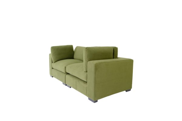 84" Forest Green And Dark Brown Loveseat - Image 3