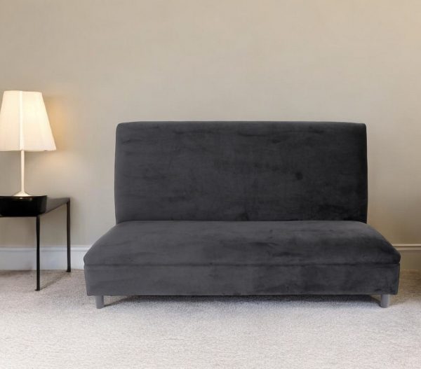 72" Black And Silver Velvet Loveseat - Image 2