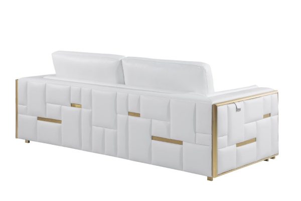 73" White And Silver Metallic Top Grain Leather Loveseat - Image 4