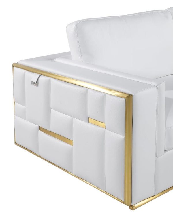 73" White And Silver Metallic Top Grain Leather Loveseat - Image 3