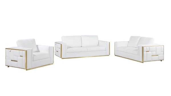 White Top Grain Leather Five Person Seating Set - Image 2