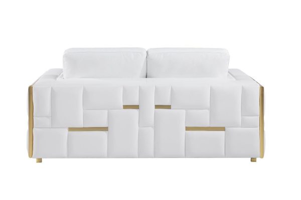 Two Piece White Italian Leather Five Person Seating Set - Image 4
