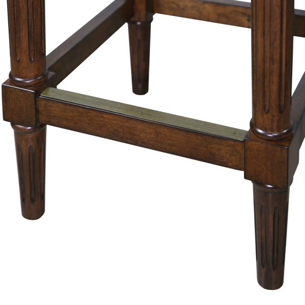 31" Brown And Dark Brown Solid Wood Backless Bar Height Bar Chair - Image 4