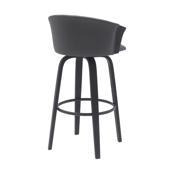 30" Gray And Black Faux Leather Swivel Bar Height Bar Chair - Image 4