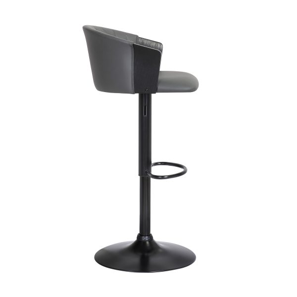Gray and Black Faux Leather with Metal Swivel Adjustable Height Bar Chair - Image 4