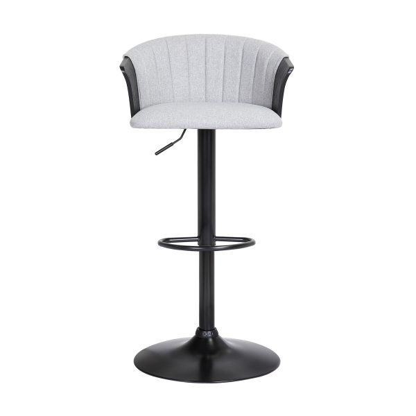 Light Gray and Black Fabric with Metal Swivel Adjustable Height Bar Chair - Image 2