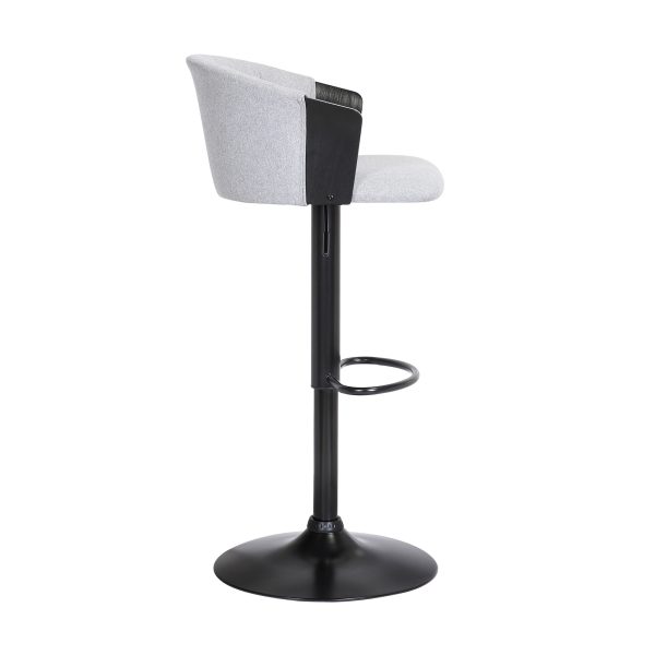 Light Gray and Black Fabric with Metal Swivel Adjustable Height Bar Chair - Image 4