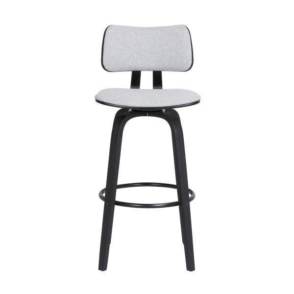 30" Light Gray And Black Fabric Swivel Low Back Bar Height Bar Chair - Image 2