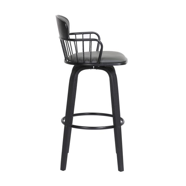 26" Gray And Black Faux Leather Swivel Low Back Counter Height Bar Chair - Image 4
