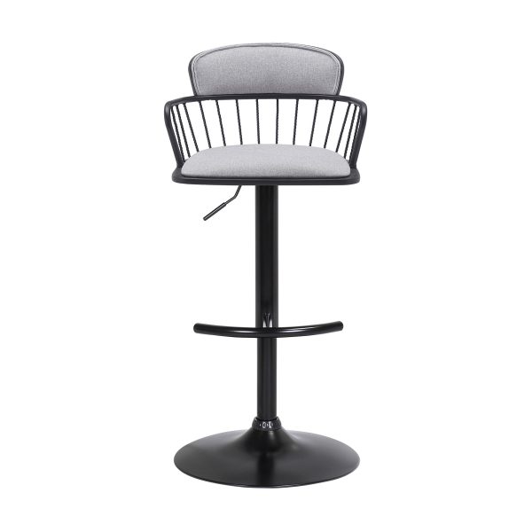 Light Gray and Black Fabric with Metal Swivel Low Back Adjustable Height Bar Chair - Image 3