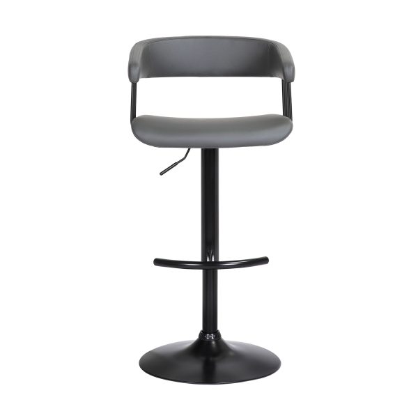 Gray and Black Faux Leather with Metal Swivel Adjustable Height Bar Chair - Image 2