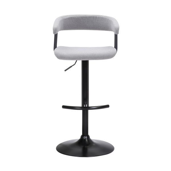 Light Gray and Black Fabric with Metal Swivel Adjustable Height Bar Chair - Image 2
