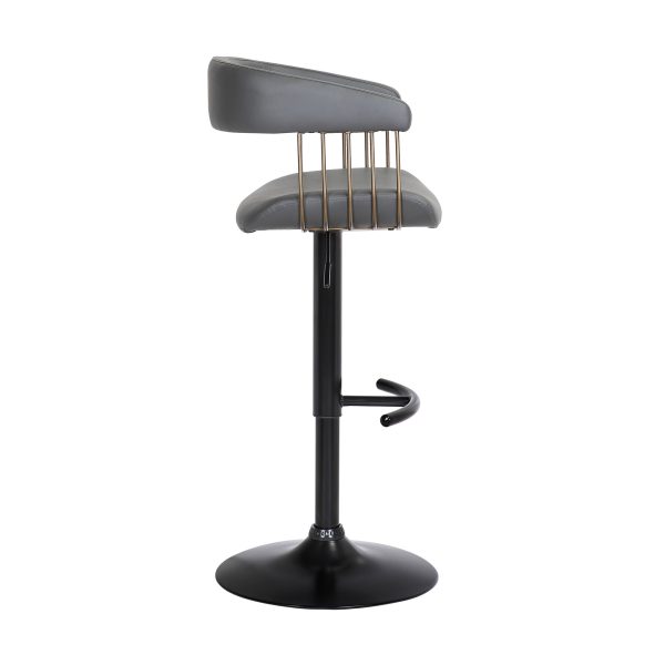 Gray and Black Faux Leather with Metal Swivel Adjustable Height Bar Chair - Image 4