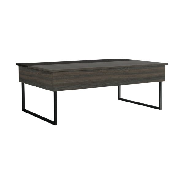 49" Espresso And Black Wood And Metal Lift Top Coffee Table - Image 2