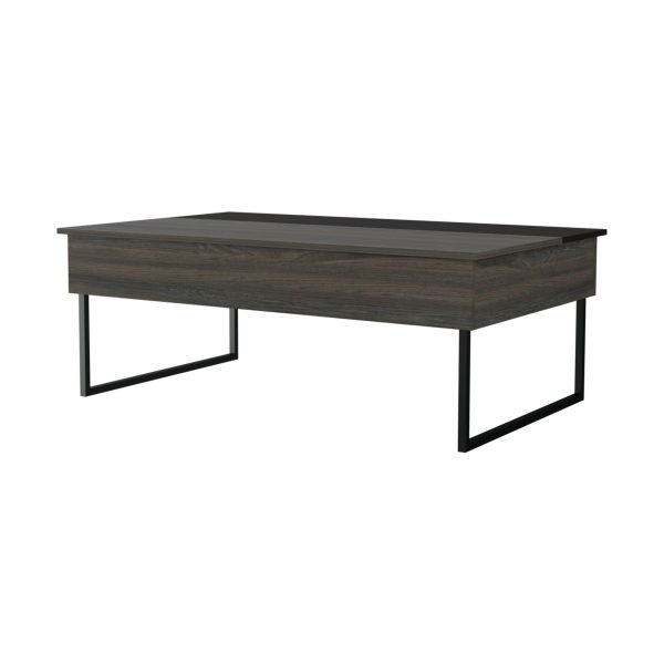 49" Espresso And Black Wood And Metal Lift Top Coffee Table - Image 3