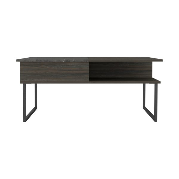 41" Espresso And Black Wood And Metal Lift Top Coffee Table With Shelf - Image 2