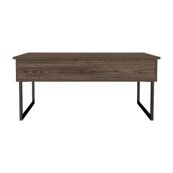 41" Brown And Black Wood And Metal Lift Top Coffee Table - Image 2