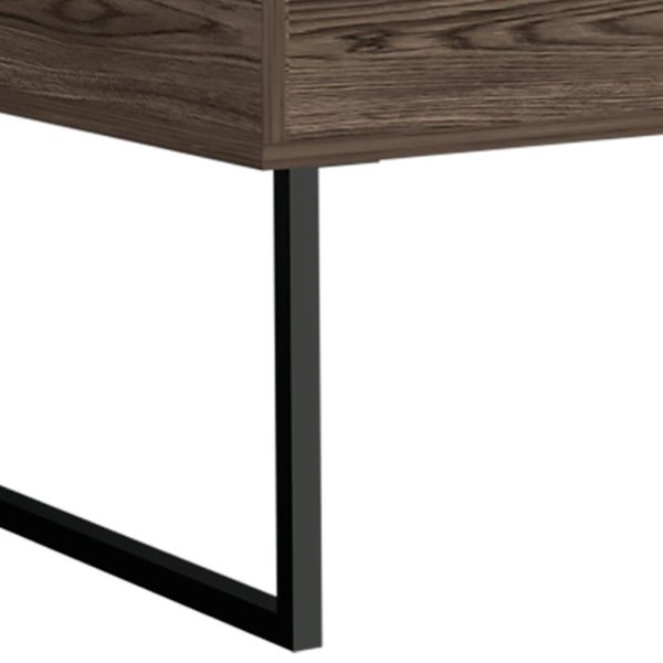 41" Brown And Black Wood And Metal Lift Top Coffee Table - Image 4