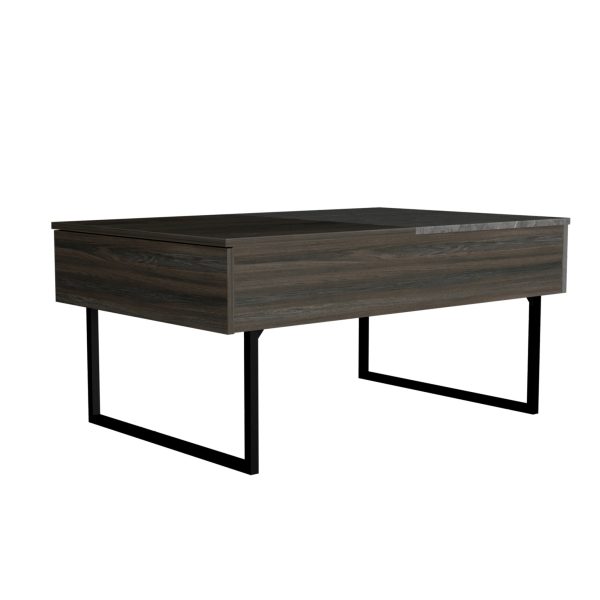 39" Espresso And Black Wood And Metal Lift Top Coffee Table With Drawer - Image 3