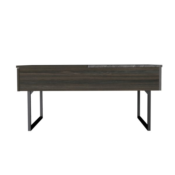 39" Espresso And Black Wood And Metal Lift Top Coffee Table With Drawer - Image 2