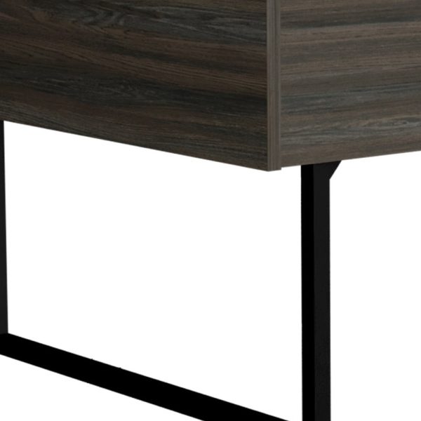 39" Espresso And Black Wood And Metal Lift Top Coffee Table With Drawer - Image 4