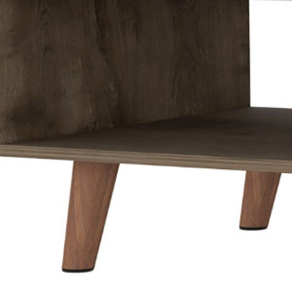 40" Brown And Brown and White Wood Coffee Table With Drawer And Shelf - Image 3