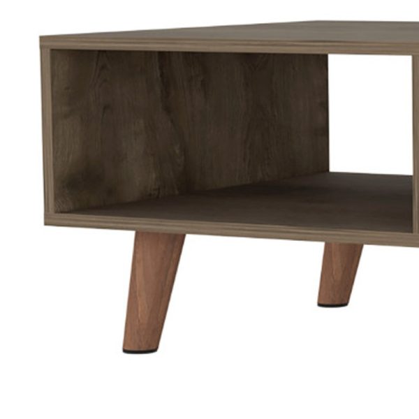 40" Brown And Brown and White Wood Coffee Table With Drawer And Shelf - Image 4