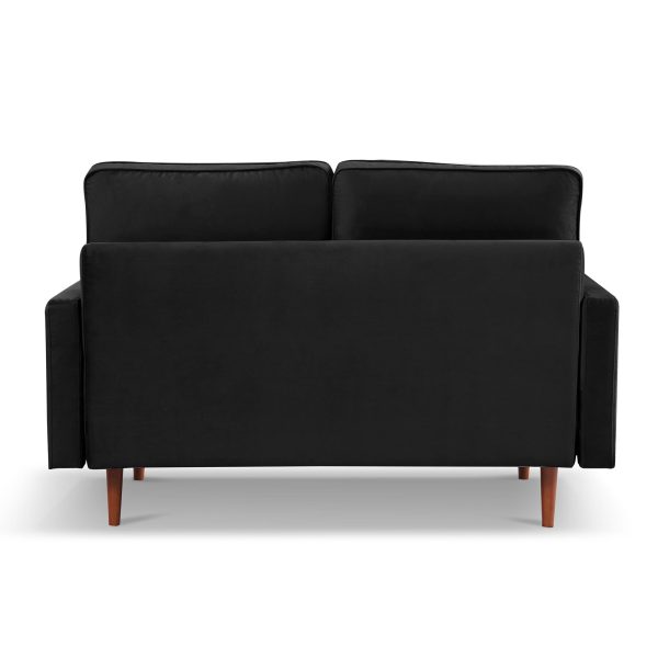 57" Black And Dark Brown Velvet Loveseat and Toss Pillows - Image 4