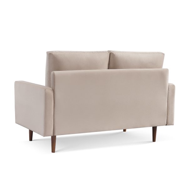 57" Beige And Dark Brown Velvet Loveseat - Image 4