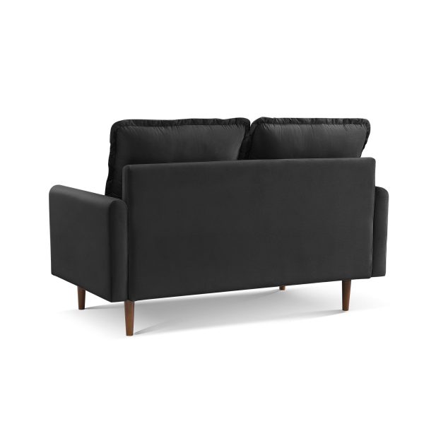 57" Black And Dark Brown Velvet Loveseat - Image 4