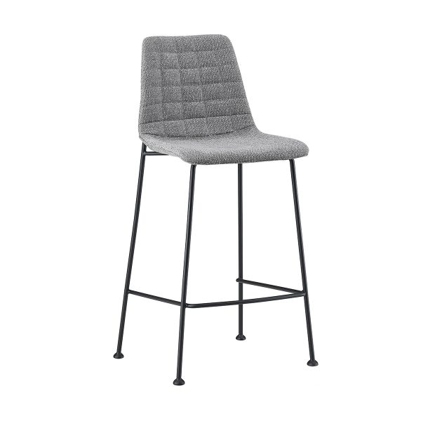 Set of Two 26" Light Gray and Black Fabric and Steel Low Back Counter Height Bar Chairs - Image 3