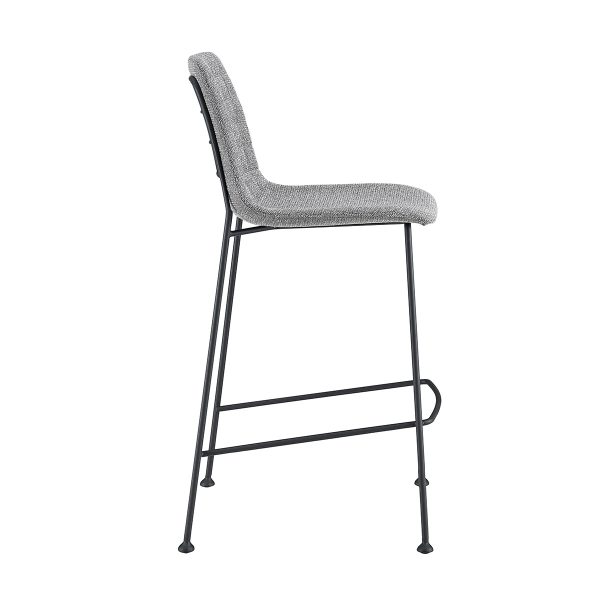 Set of Two 26" Light Gray and Black Fabric and Steel Low Back Counter Height Bar Chairs - Image 4