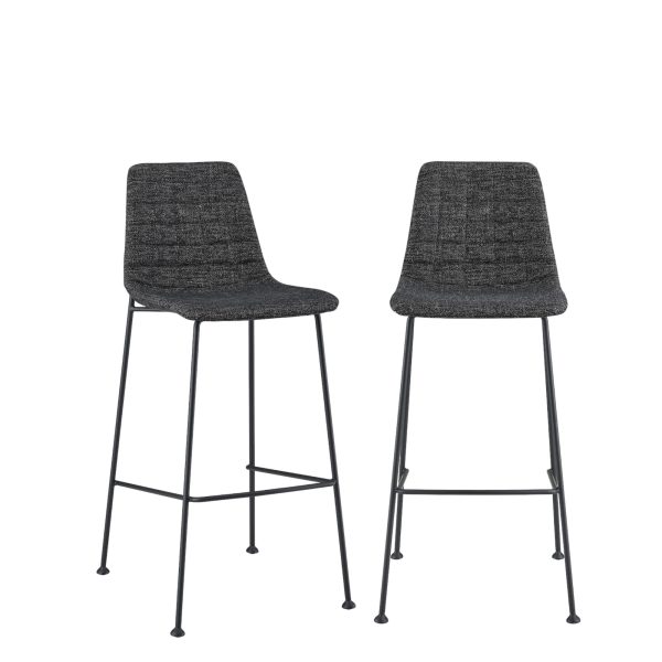 Set of Two 30" Black Fabric and Steel Low Back Bar Height Bar Chairs - Image 2