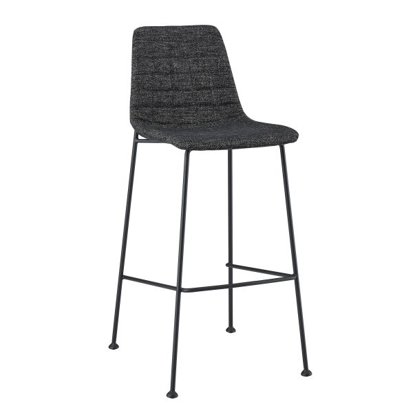 Set of Two 30" Black Fabric and Steel Low Back Bar Height Bar Chairs - Image 3