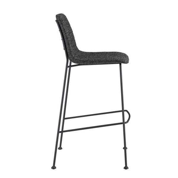 Set of Two 30" Black Fabric and Steel Low Back Bar Height Bar Chairs - Image 4