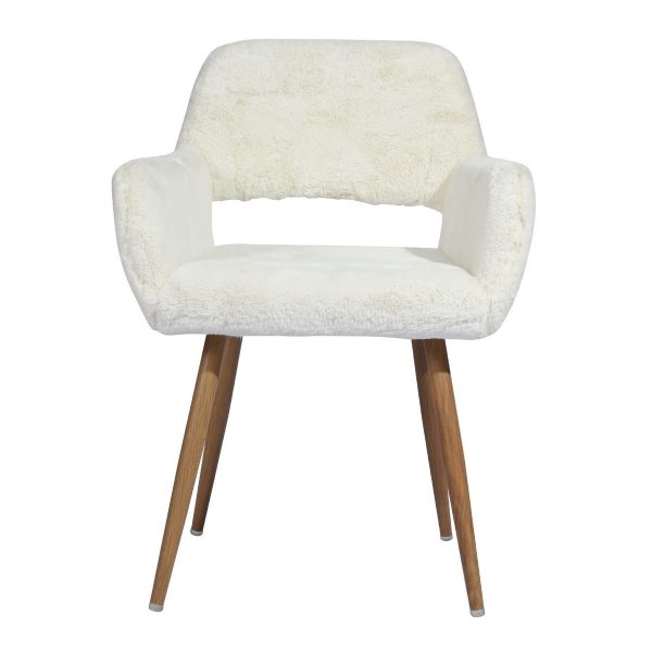 23" White And Brown Faux Fur Arm Chair - Image 2