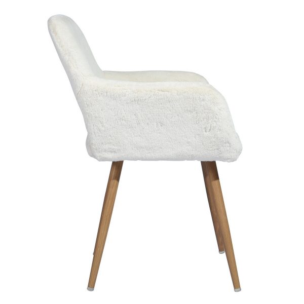 23" White And Brown Faux Fur Arm Chair - Image 4