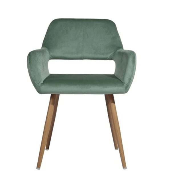 22" Green And Brown Velvet Arm Chair - Image 2