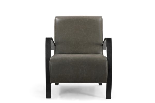 26" Green And Black Top Grain Leather Arm Chair - Image 2