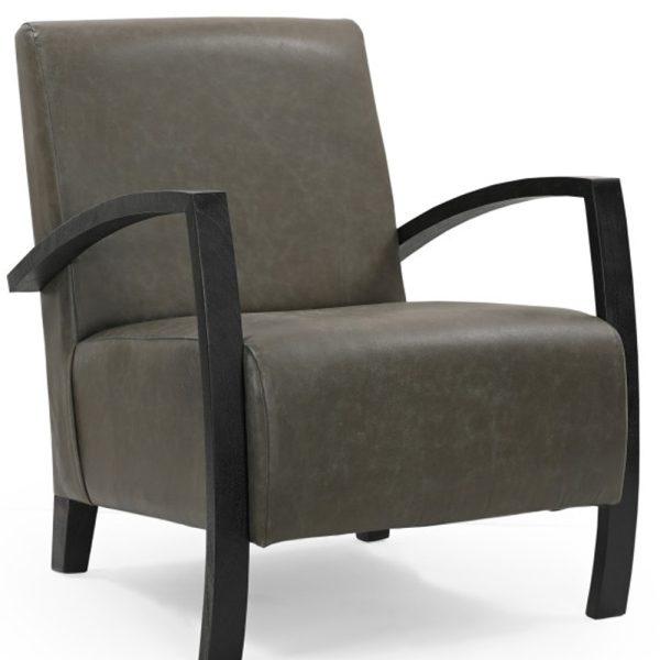 26" Green And Black Top Grain Leather Arm Chair - Image 4