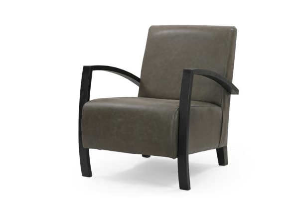 26" Green And Black Top Grain Leather Arm Chair - Image 3