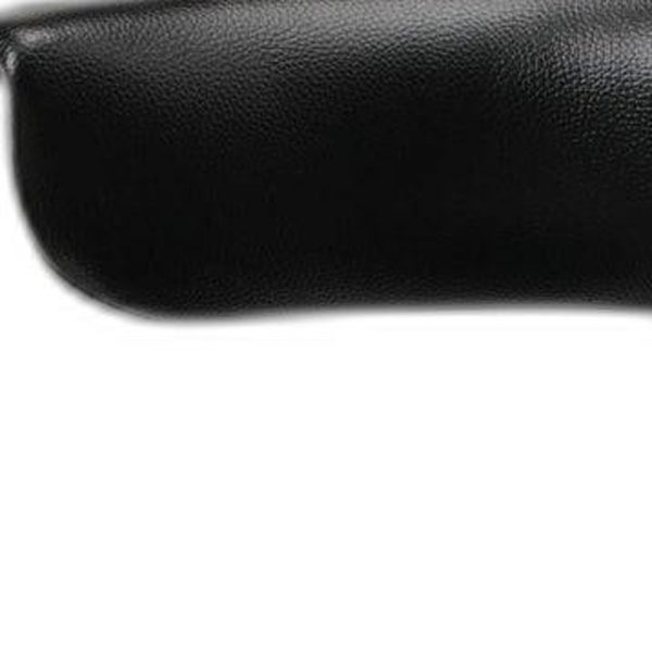 Black And Silver Faux Leather And Metal Low Back Adjustable Height Bar Chair - Image 3