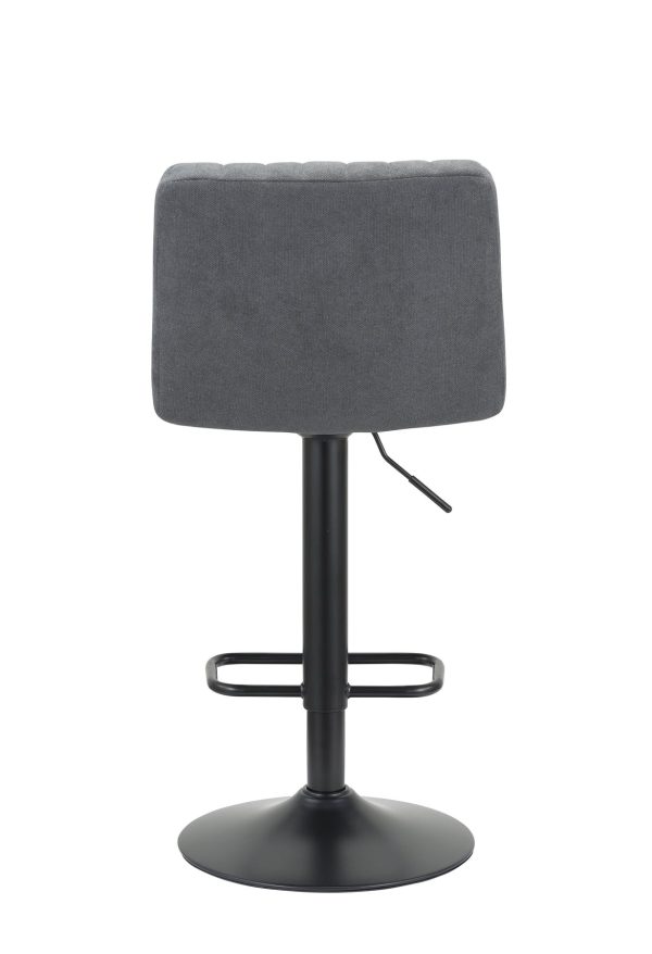 Set of Two Gray And Black Fabric And Metal Low Back Adjustable Height Bar Chairs - Image 3